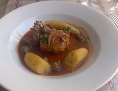 French rabbit braised with tomatoes at L'escargot Blue, Edinburgh