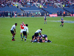 Action from Scotland versus Fiji, International Rugby Sevens, Murrayfield, Edinburgh