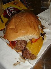 Venison sausage burger from The Scottish Scullery, Edinburgh