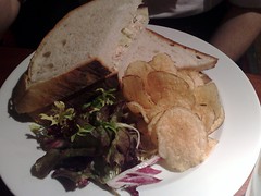 Poached salmon, dill and pickled cucumber sandwich at The Queens Arms, Edinburgh