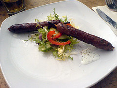 Spicy sausages at Edinburgh's Maison Bleue