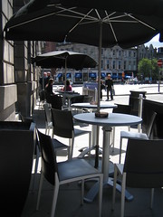 Pavement seating outside The Hudson Hotel, Edinburgh