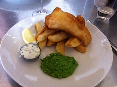 Fish and chips at Cafe Fish, Leith, Edinburgh