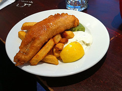 Fish and chips lunch at Seadogs, Edinburgh