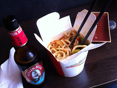 Noodles and beer at Red Box Noodle Bar, Edinburgh